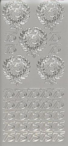 Konturensticker silber, Jubiläumszahlen 75